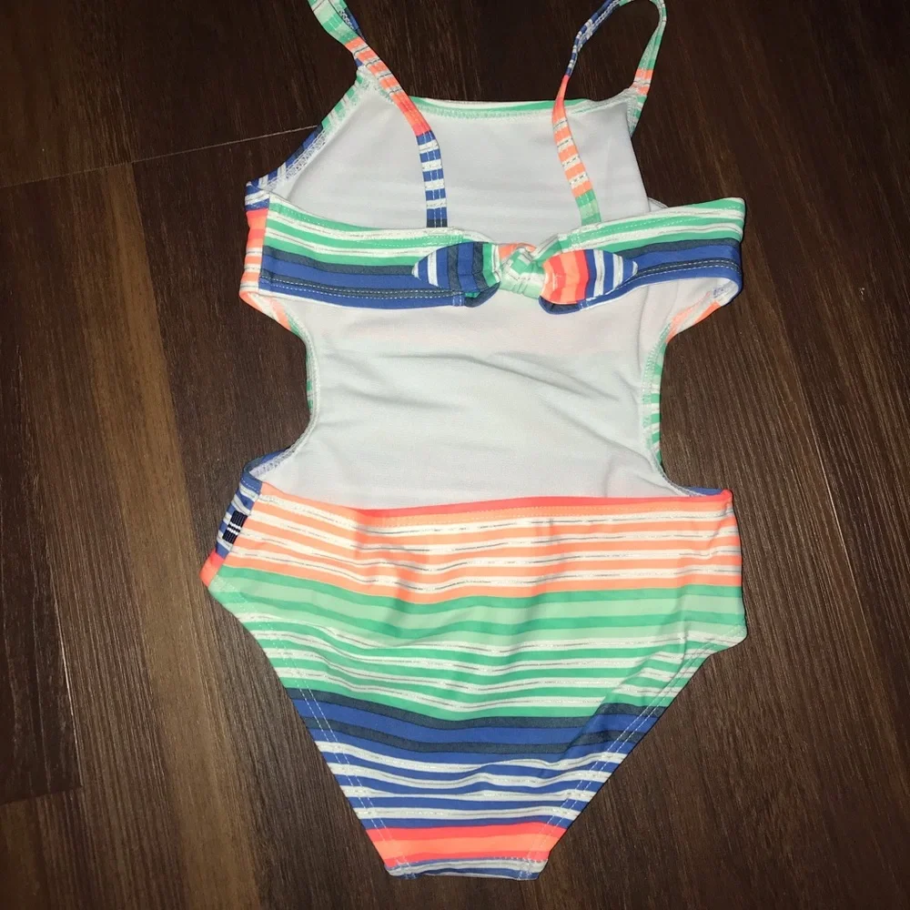 Nautica Toddler Girl Multi Stripe One-piece Swimsuit NWT